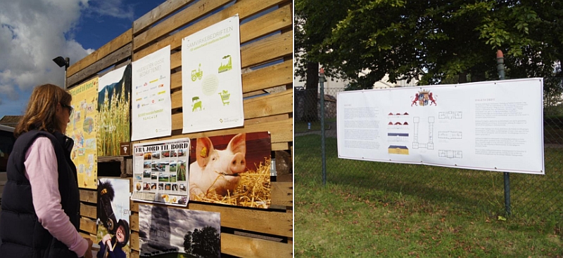 Fine infoplakater om både matproduksjon og Jarlsberg Hovedgård