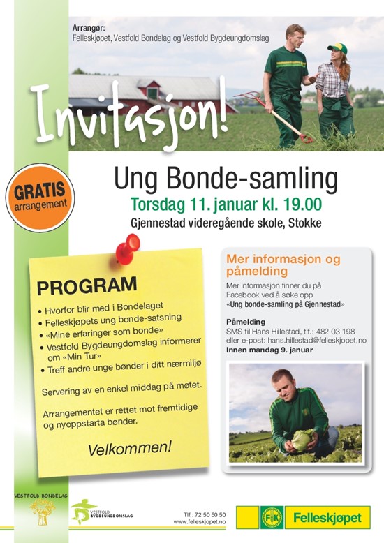 Invitasjon Ung Bonde-samling_Gjennestad VGS-Stokke_2018