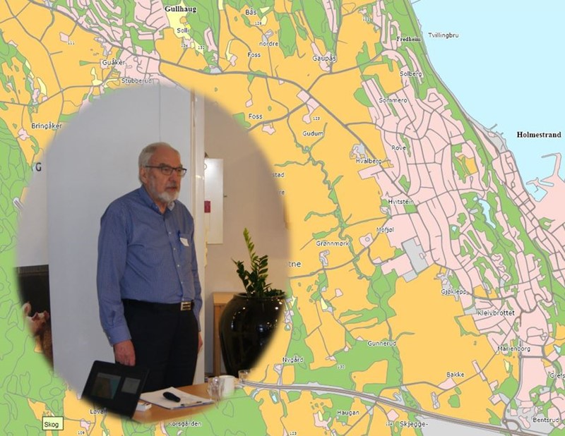 Smart påvirkning og arealplanlegging Håkon Fæste m kart i bakgrunn